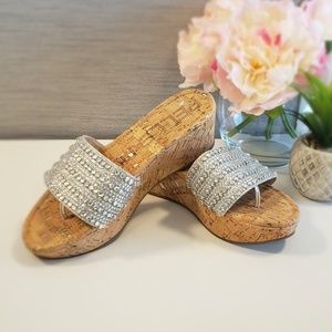 Pelle Moda Karson Rhinestone Platform Wedge Sandal